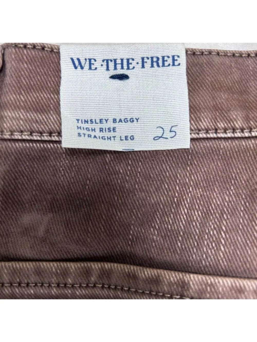 Free People We The Free Tinsley Baggy High Rise Straight Leg 25 Brown